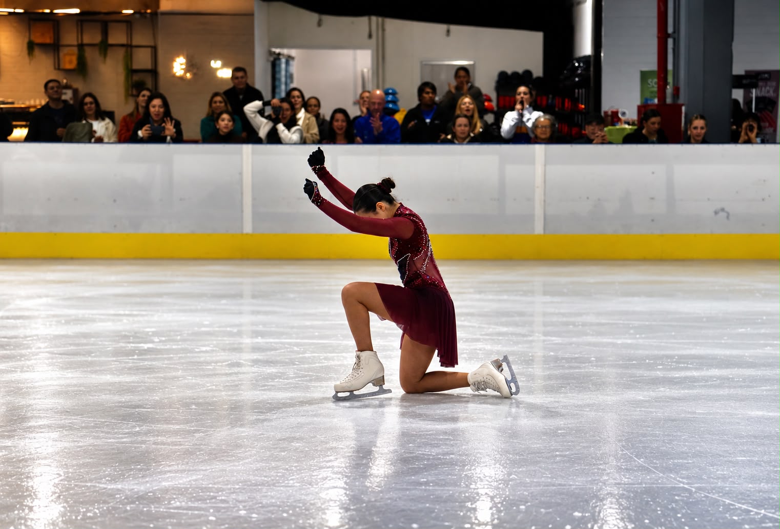 Patinadora em apresentação na Arena Ice